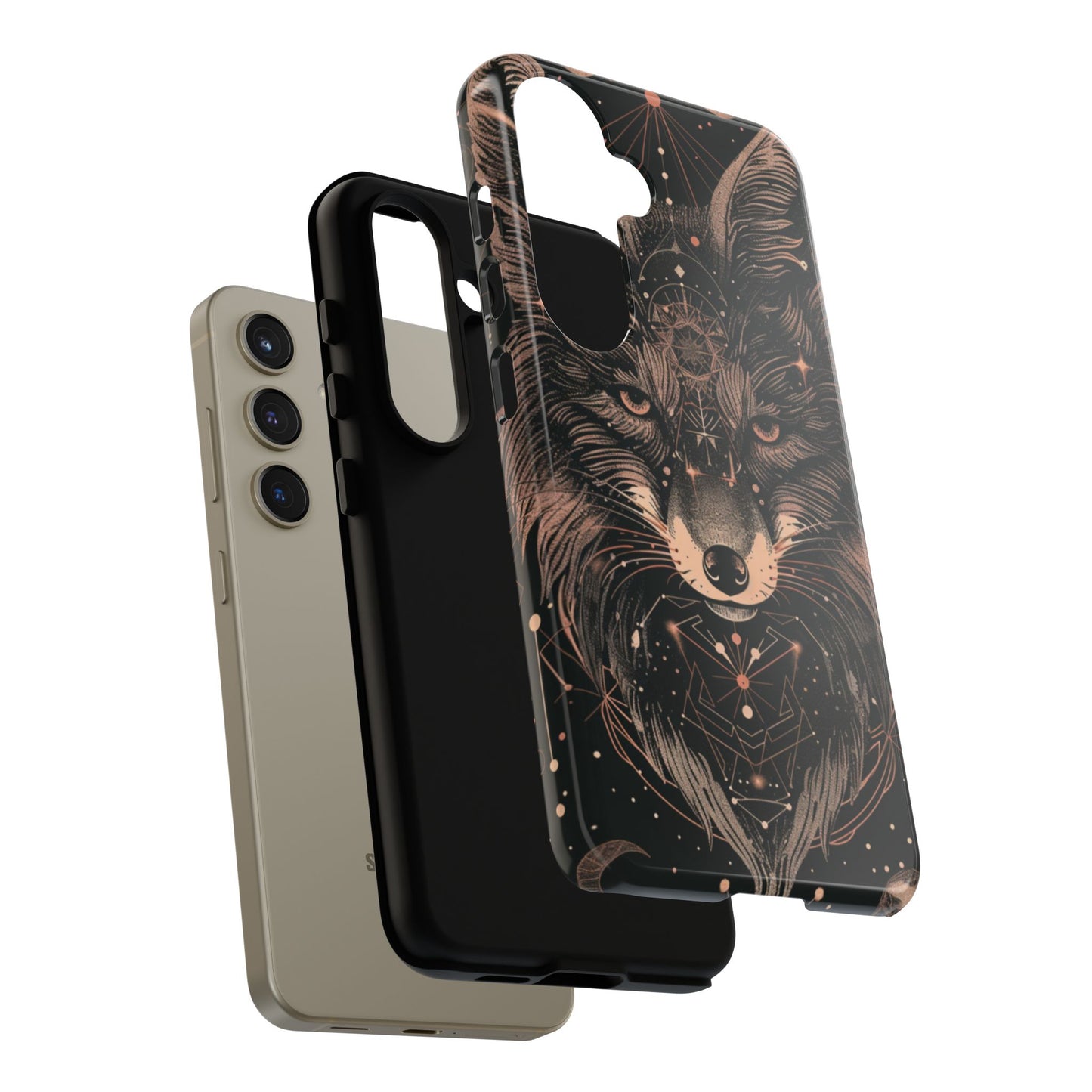 Wolf Phone Case, Tough Cases for Animal Lovers, Unique Gift, Boho Style, Nature Phone Cover, Galaxy Design, Therian