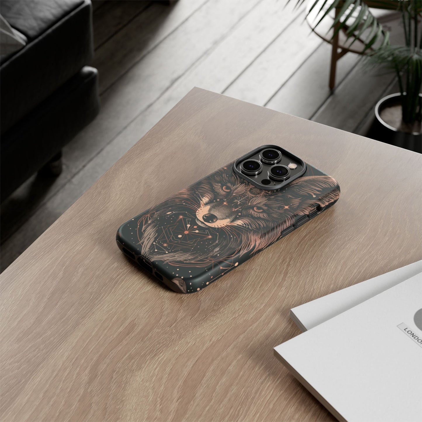 Wolf Phone Case, Tough Cases for Animal Lovers, Unique Gift, Boho Style, Nature Phone Cover, Galaxy Design, Therian