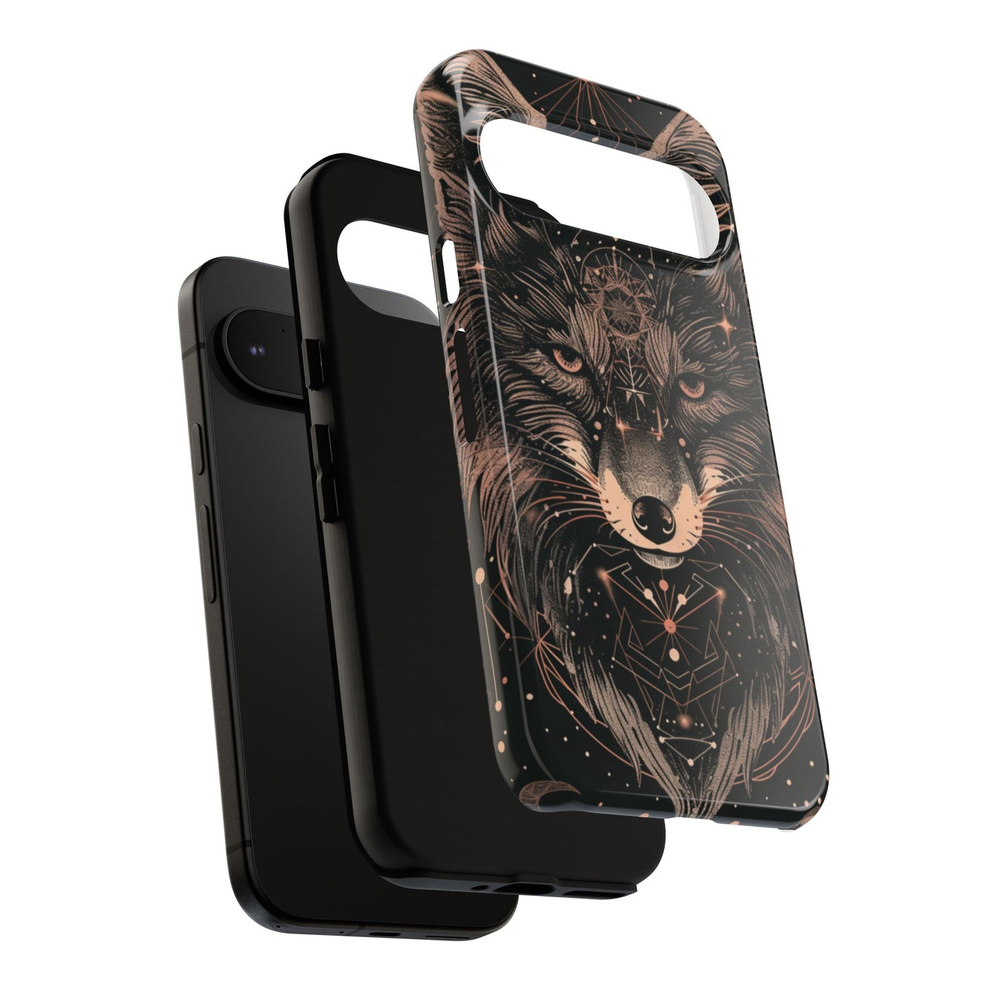 Wolf Phone Case, Tough Cases for Animal Lovers, Unique Gift, Boho Style, Nature Phone Cover, Galaxy Design, Therian
