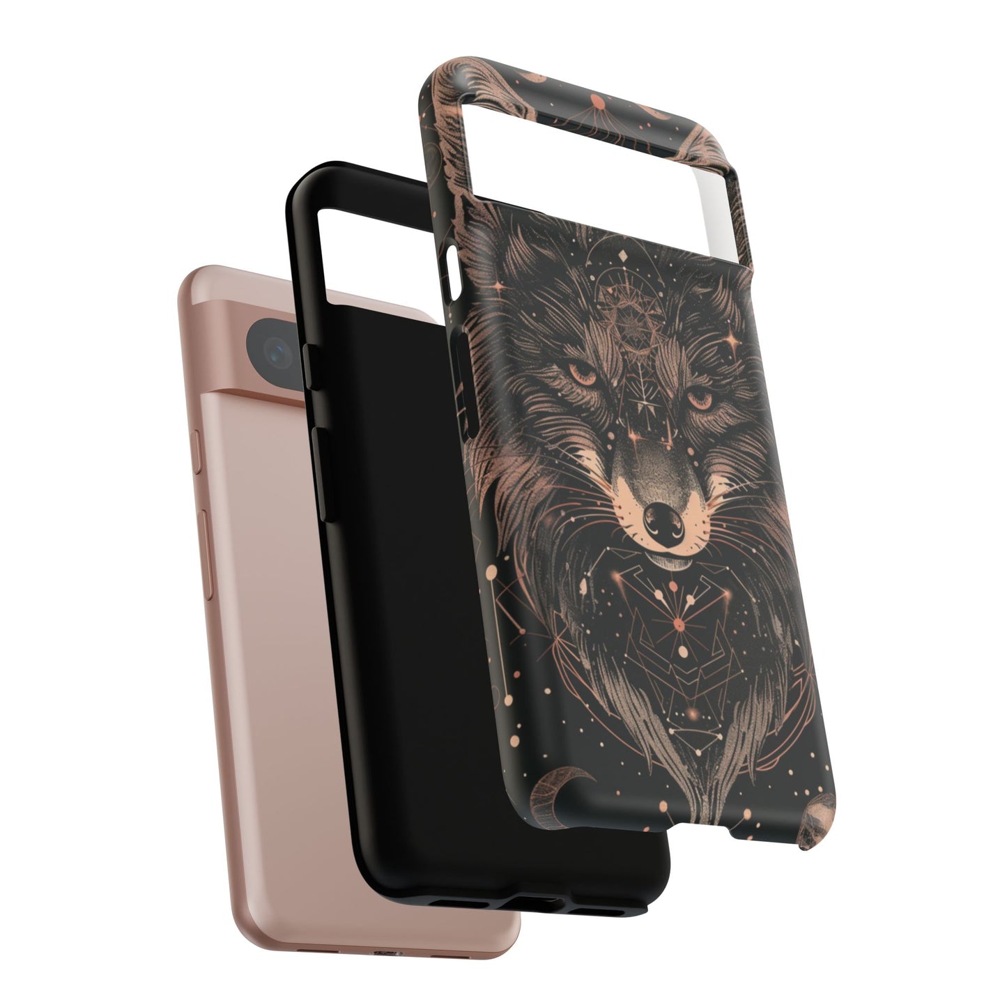 Wolf Phone Case, Tough Cases for Animal Lovers, Unique Gift, Boho Style, Nature Phone Cover, Galaxy Design, Therian