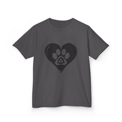 Therian Gear, Kids Tee, Therian Delta Symbol Paw Print Heart Design - Children's T-Shirt, Kid's Shirt, Youth Top, Cute Tee
