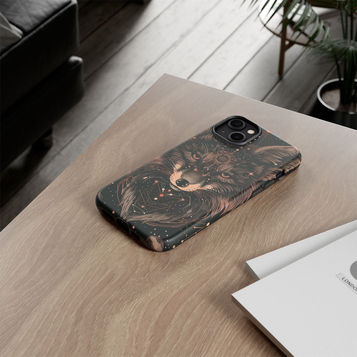 Wolf Phone Case, Tough Cases for Animal Lovers, Unique Gift, Boho Style, Nature Phone Cover, Galaxy Design, Therian