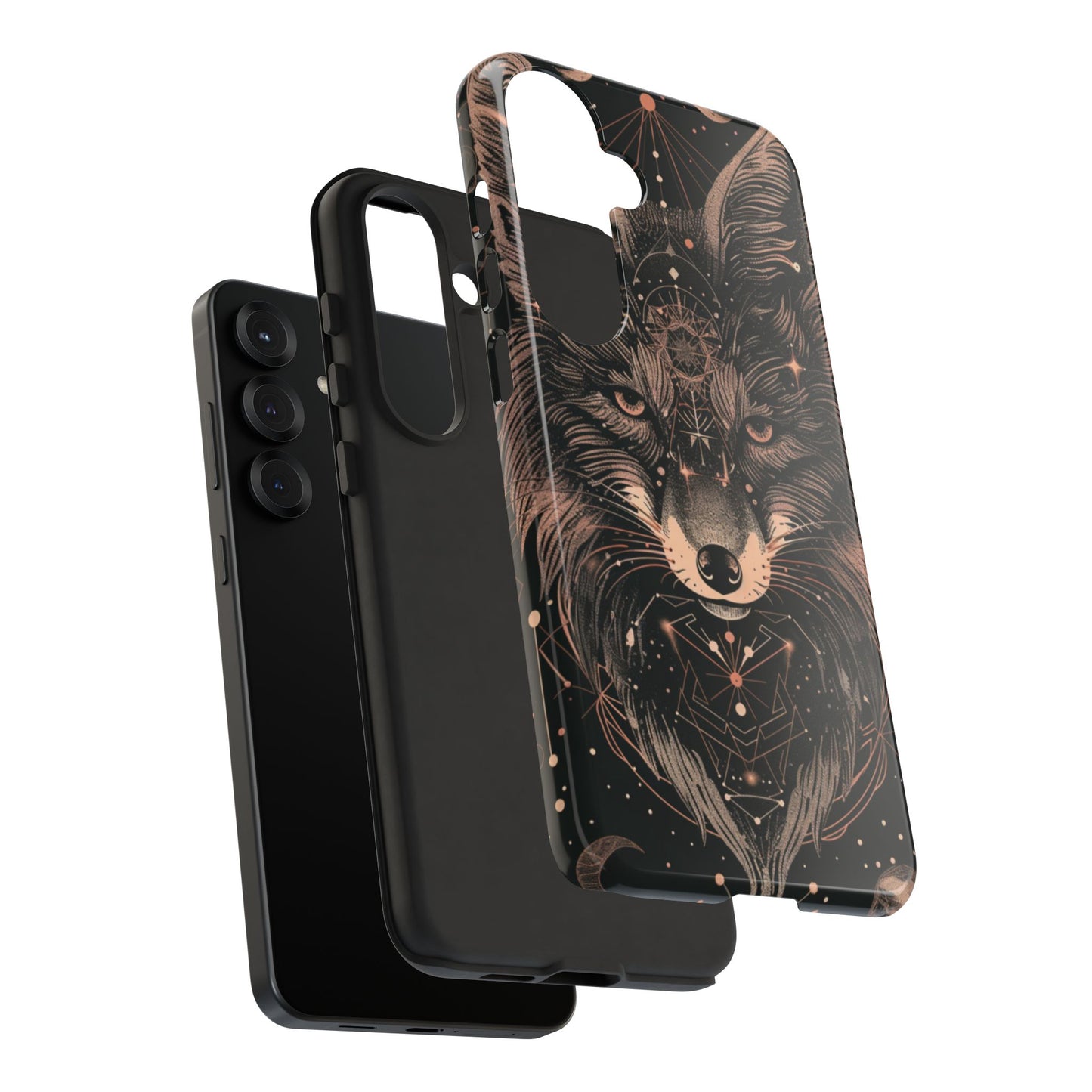 Wolf Phone Case, Tough Cases for Animal Lovers, Unique Gift, Boho Style, Nature Phone Cover, Galaxy Design, Therian