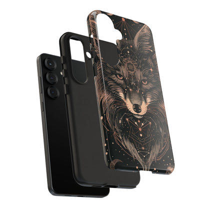 Wolf Phone Case, Tough Cases for Animal Lovers, Unique Gift, Boho Style, Nature Phone Cover, Galaxy Design, Therian