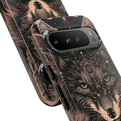 Wolf Phone Case, Tough Cases for Animal Lovers, Unique Gift, Boho Style, Nature Phone Cover, Galaxy Design, Therian