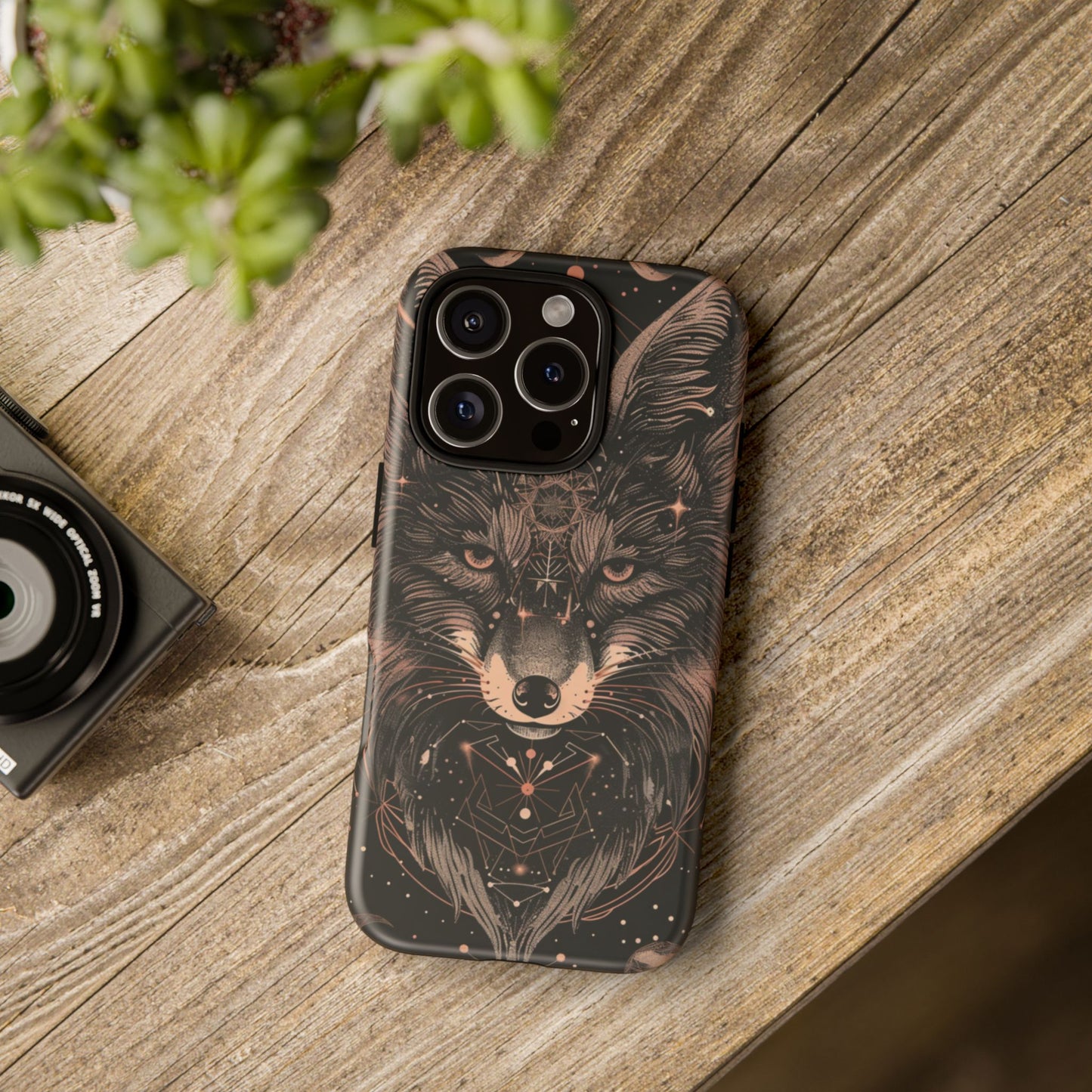Wolf Phone Case, Tough Cases for Animal Lovers, Unique Gift, Boho Style, Nature Phone Cover, Galaxy Design, Therian