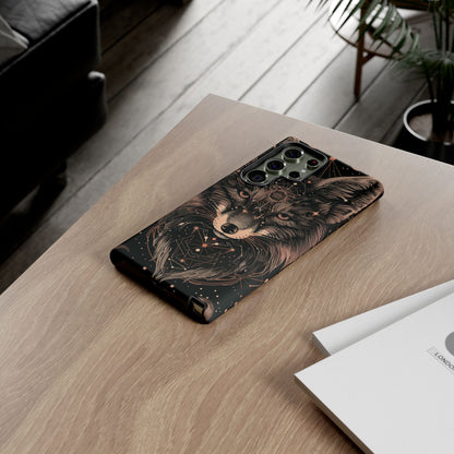Wolf Phone Case, Tough Cases for Animal Lovers, Unique Gift, Boho Style, Nature Phone Cover, Galaxy Design, Therian
