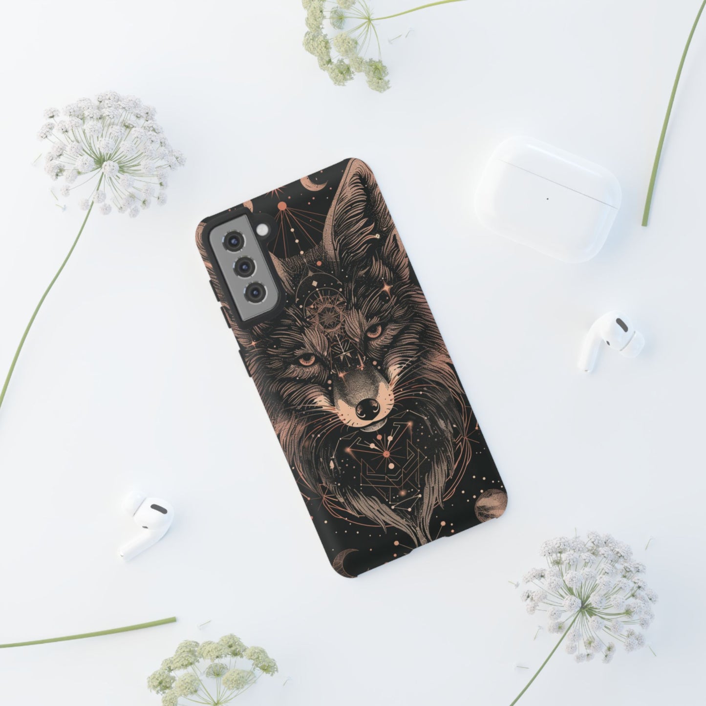 Wolf Phone Case, Tough Cases for Animal Lovers, Unique Gift, Boho Style, Nature Phone Cover, Galaxy Design, Therian