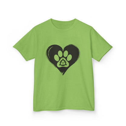 Therian Gear, Kids Tee, Therian Delta Symbol Paw Print Heart Design - Children's T-Shirt, Kid's Shirt, Youth Top, Cute Tee