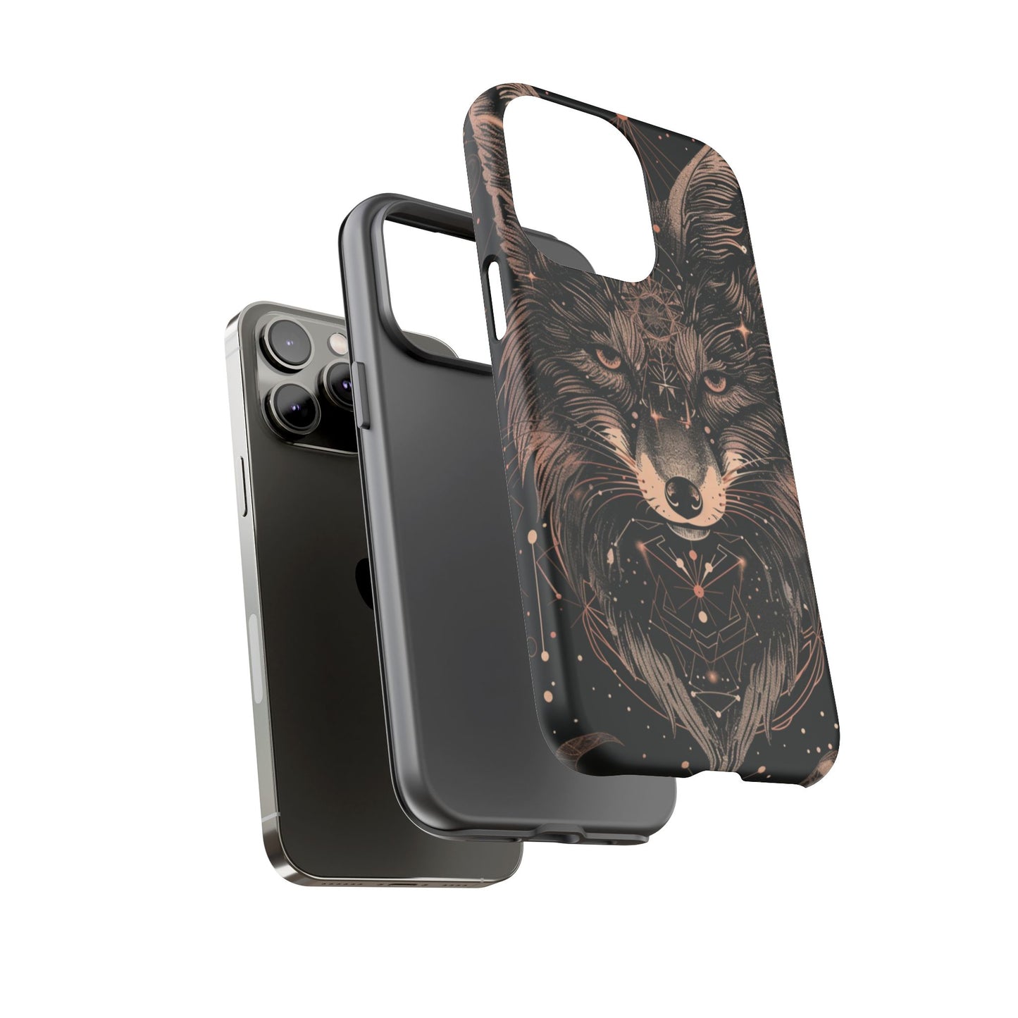 Wolf Phone Case, Tough Cases for Animal Lovers, Unique Gift, Boho Style, Nature Phone Cover, Galaxy Design, Therian