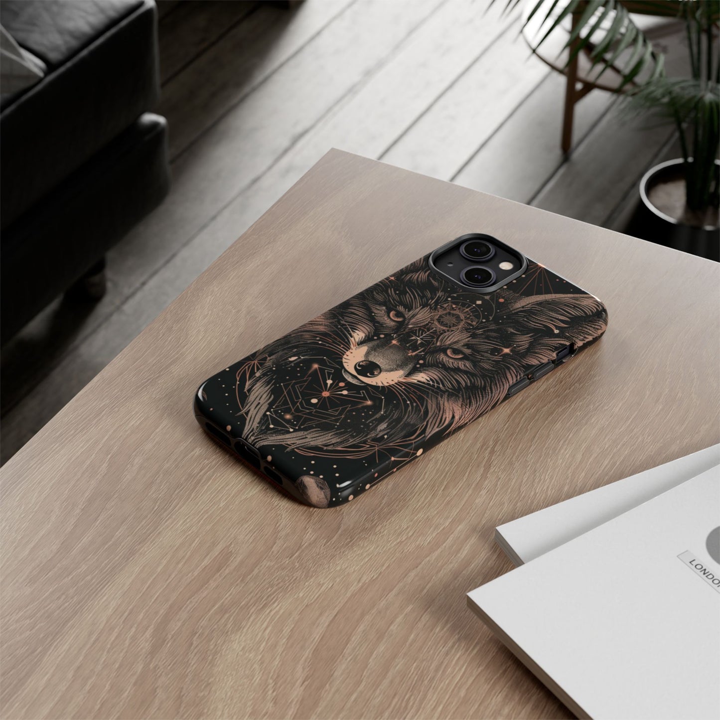 Wolf Phone Case, Tough Cases for Animal Lovers, Unique Gift, Boho Style, Nature Phone Cover, Galaxy Design, Therian