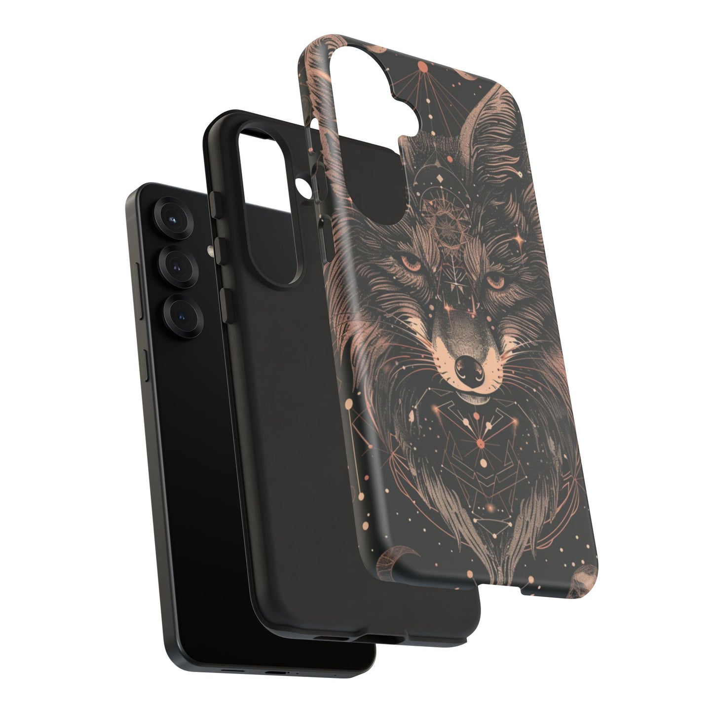 Wolf Phone Case, Tough Cases for Animal Lovers, Unique Gift, Boho Style, Nature Phone Cover, Galaxy Design, Therian