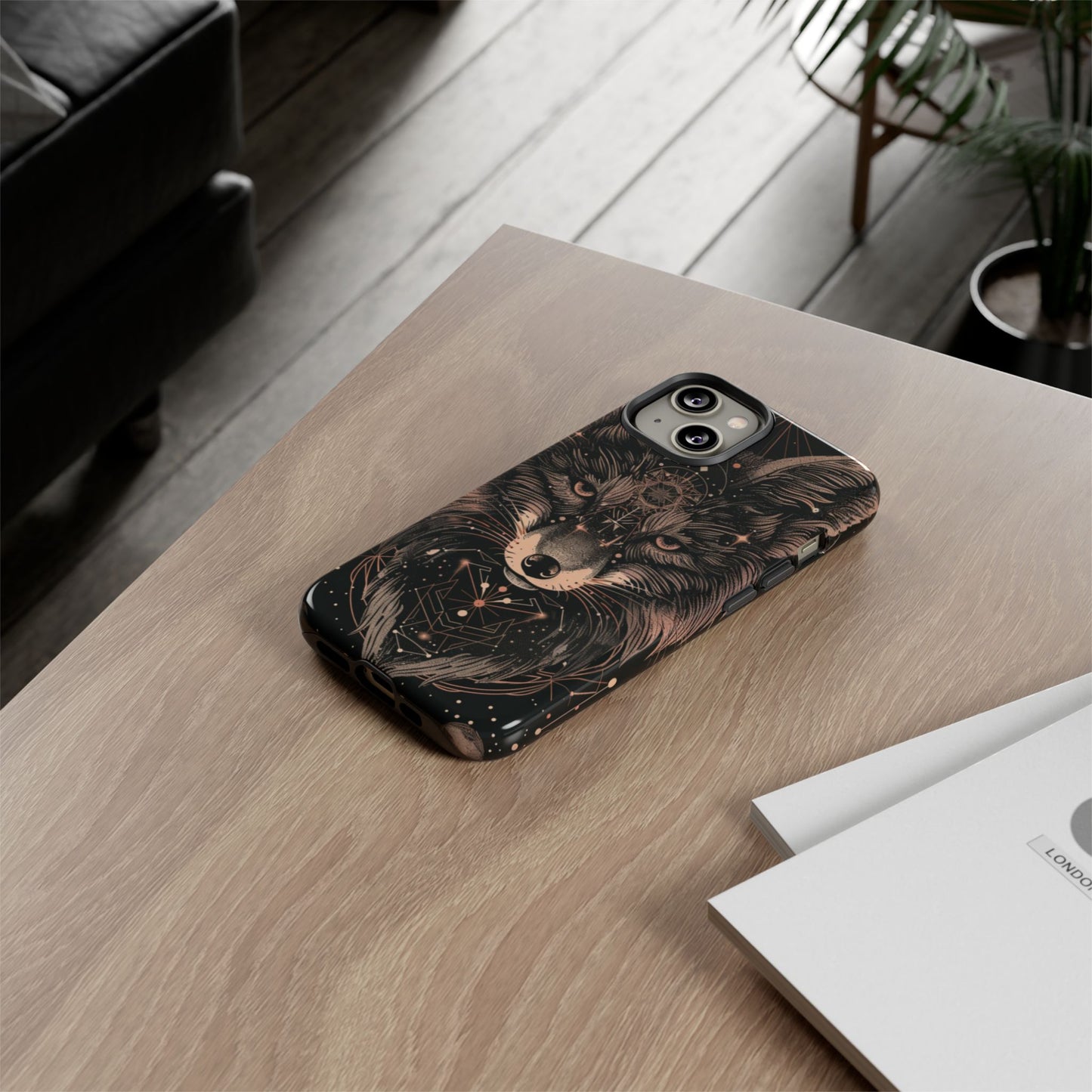 Wolf Phone Case, Tough Cases for Animal Lovers, Unique Gift, Boho Style, Nature Phone Cover, Galaxy Design, Therian