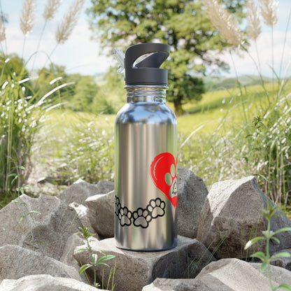 Therian Gear, Water Bottle, therian symbol in a heart design - Stainless Steel Tumbler, Cup with Straw, 20oz