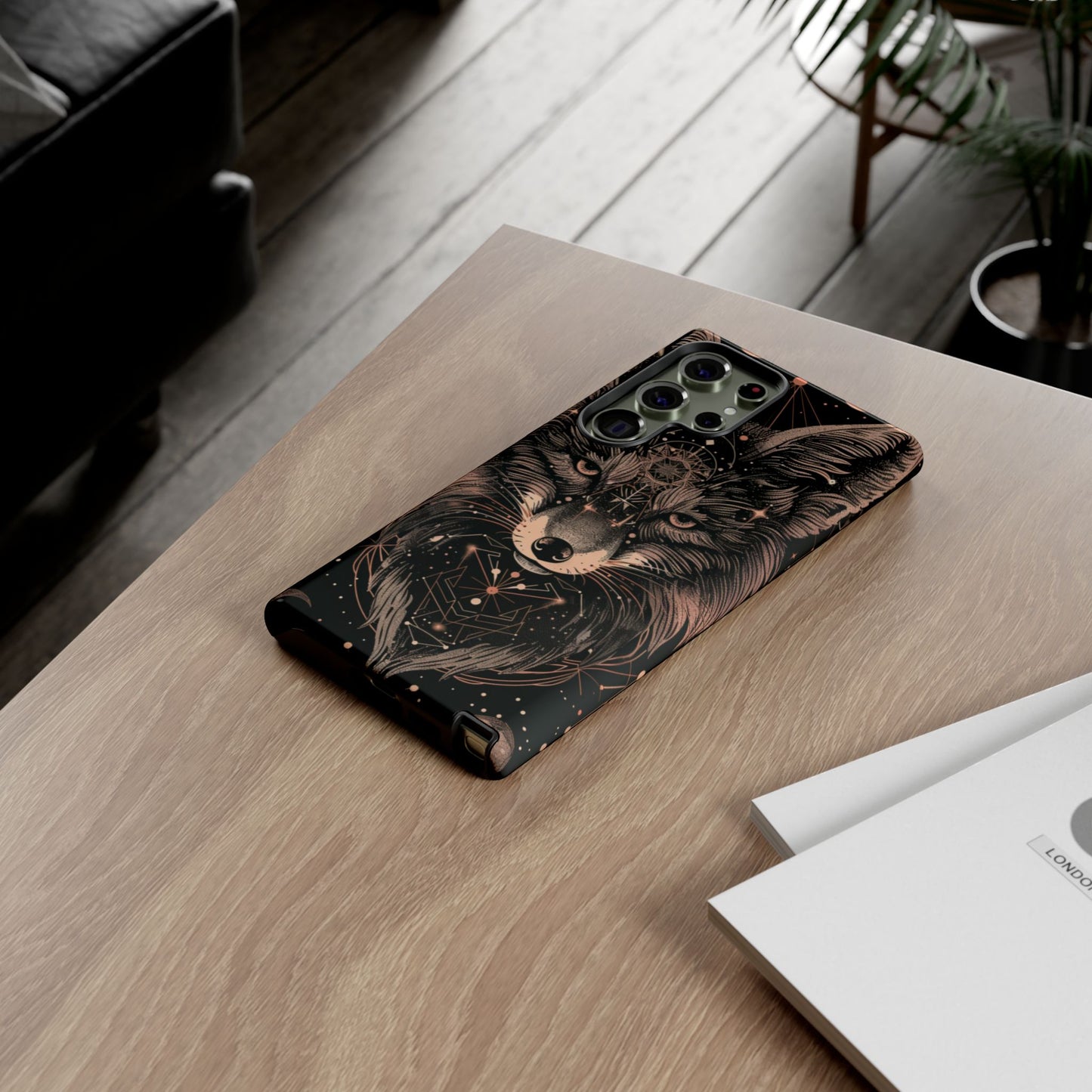 Wolf Phone Case, Tough Cases for Animal Lovers, Unique Gift, Boho Style, Nature Phone Cover, Galaxy Design, Therian