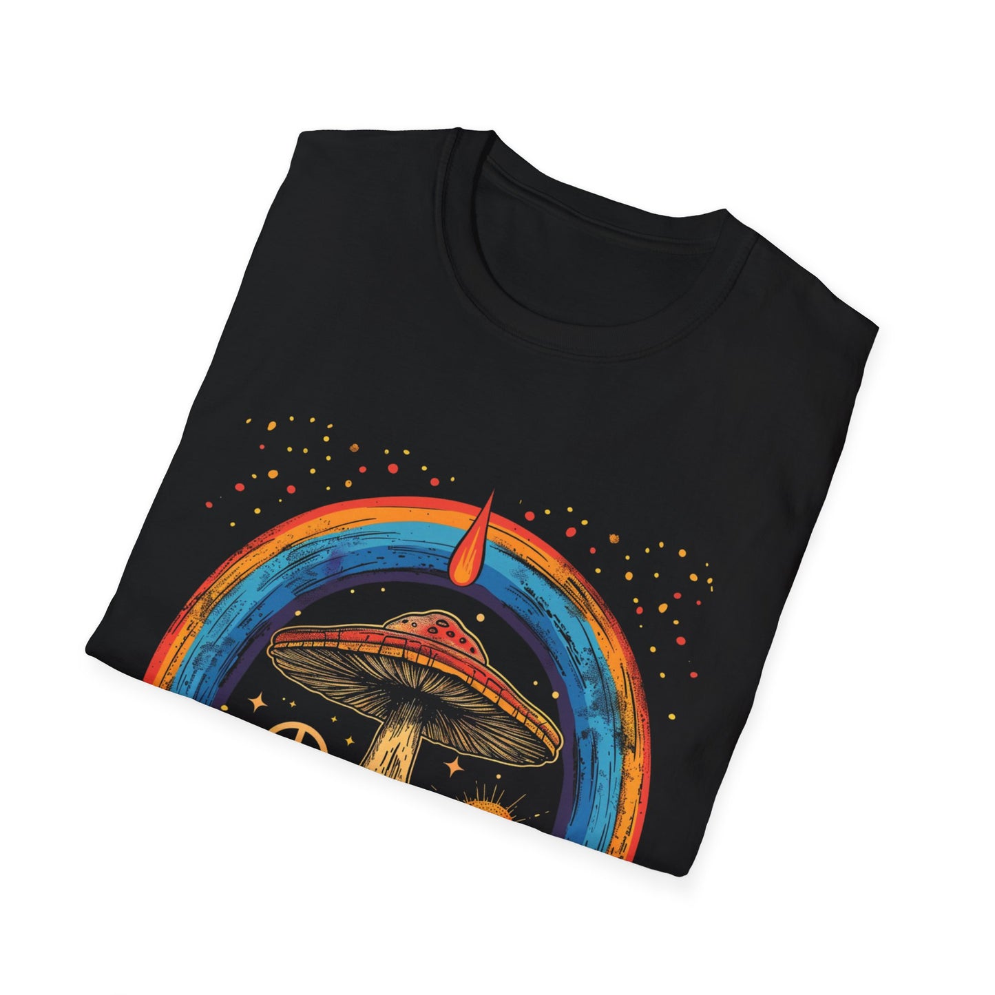 Vintage Inspired Shirt, Psychedelic Mushroom Peace T-Shirt, Unisex Tee, Bohemian Style Apparel, Festival Outfit, Gift