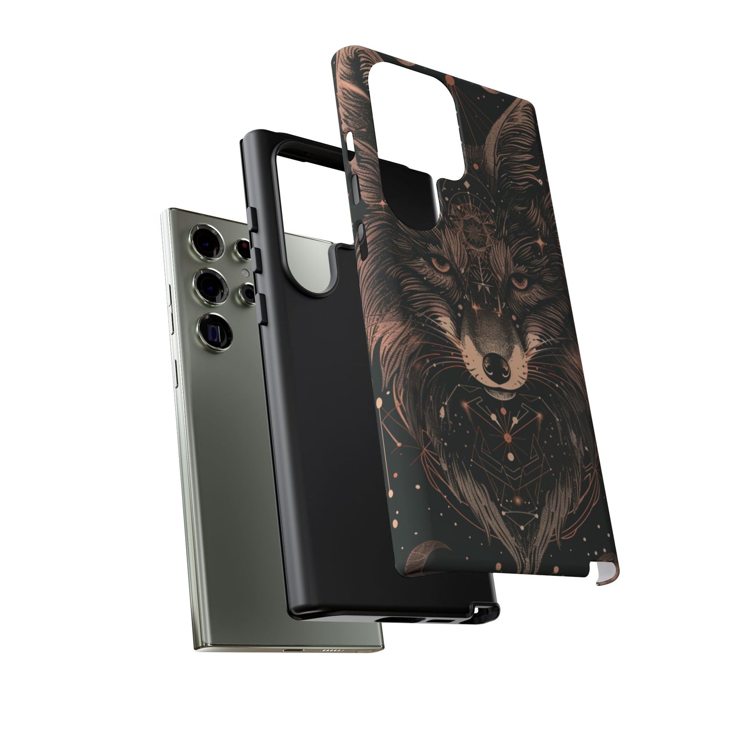 Wolf Phone Case, Tough Cases for Animal Lovers, Unique Gift, Boho Style, Nature Phone Cover, Galaxy Design, Therian