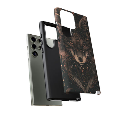 Wolf Phone Case, Tough Cases for Animal Lovers, Unique Gift, Boho Style, Nature Phone Cover, Galaxy Design, Therian