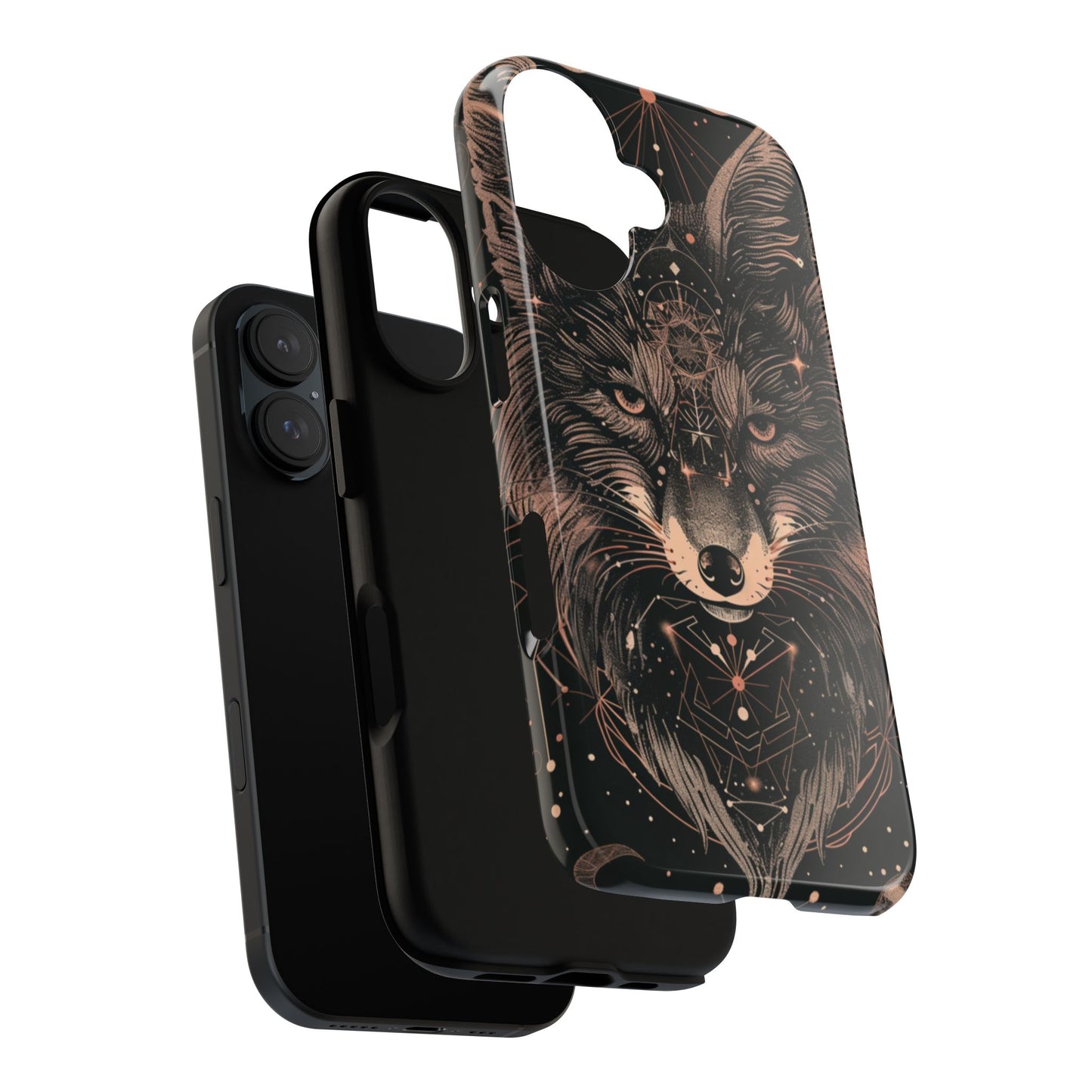Wolf Phone Case, Tough Cases for Animal Lovers, Unique Gift, Boho Style, Nature Phone Cover, Galaxy Design, Therian