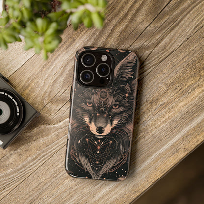 Wolf Phone Case, Tough Cases for Animal Lovers, Unique Gift, Boho Style, Nature Phone Cover, Galaxy Design, Therian
