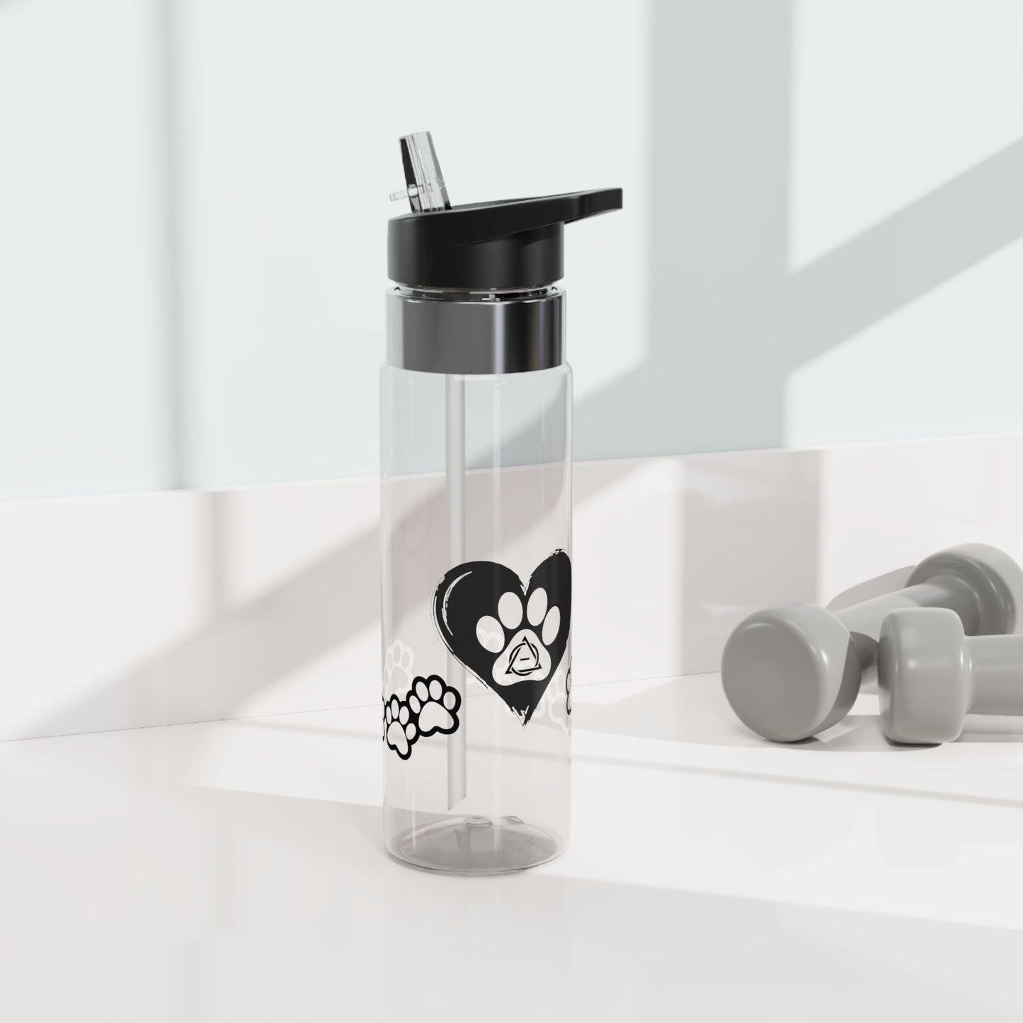 Therian Gear, Water Bottle, Therian Symbol Paw Heart Design, Tritan™ Sport Bottle, 20oz, Animal Lover Gift, Gym