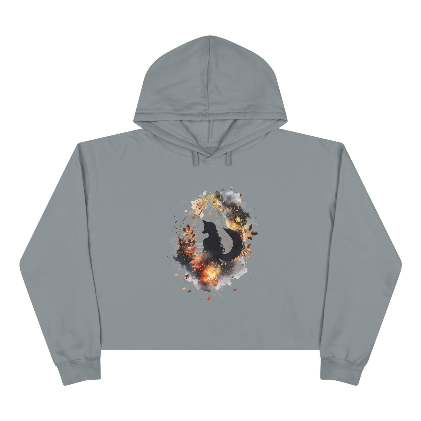 Therian Girl Sacred Geometry Crop Hoodie, Therianthropy Top, Mystical Spirit Clothing, Witchy Apparel, Esoteric Symbol Hooded