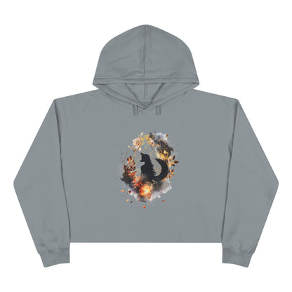 Therian Girl Sacred Geometry Crop Hoodie, Therianthropy Top, Mystical Spirit Clothing, Witchy Apparel, Esoteric Symbol Hooded