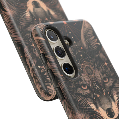 Wolf Phone Case, Tough Cases for Animal Lovers, Unique Gift, Boho Style, Nature Phone Cover, Galaxy Design, Therian