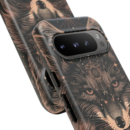 Wolf Phone Case, Tough Cases for Animal Lovers, Unique Gift, Boho Style, Nature Phone Cover, Galaxy Design, Therian