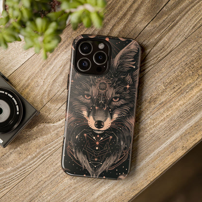 Wolf Phone Case, Tough Cases for Animal Lovers, Unique Gift, Boho Style, Nature Phone Cover, Galaxy Design, Therian