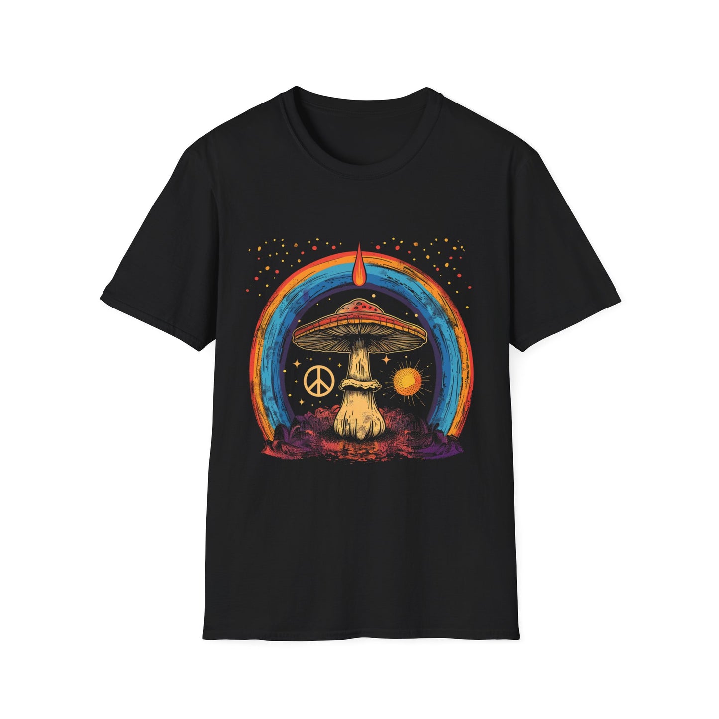 Vintage Inspired Shirt, Psychedelic Mushroom Peace T-Shirt, Unisex Tee, Bohemian Style Apparel, Festival Outfit, Gift