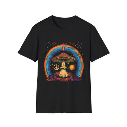 Vintage Inspired Shirt, Psychedelic Mushroom Peace T-Shirt, Unisex Tee, Bohemian Style Apparel, Festival Outfit, Gift