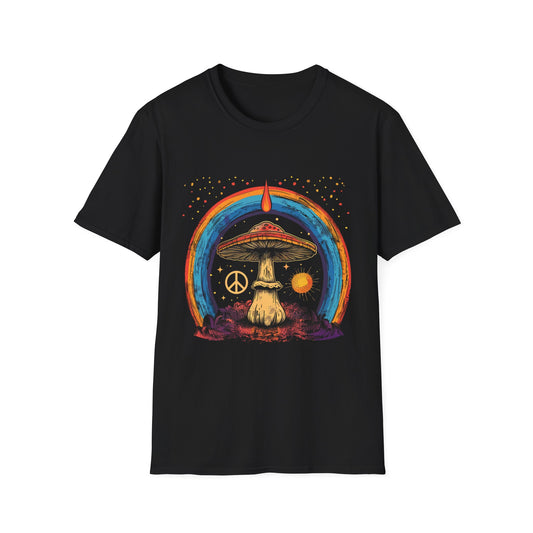 Vintage Inspired Shirt, Psychedelic Mushroom Peace T-Shirt, Unisex Tee, Bohemian Style Apparel, Festival Outfit, Gift