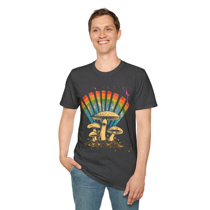 Vintage T-Shirt, Rainbow Mushroom Unisex Soft Style T-Shirt, Boho Tee, Psychedelic Shirt, Festival Wear, Nature Lover Gift