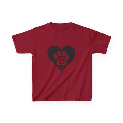 Therian Gear, Kids Tee, Therian Delta Symbol Paw Print Heart Design - Children's T-Shirt, Kid's Shirt, Youth Top, Cute Tee