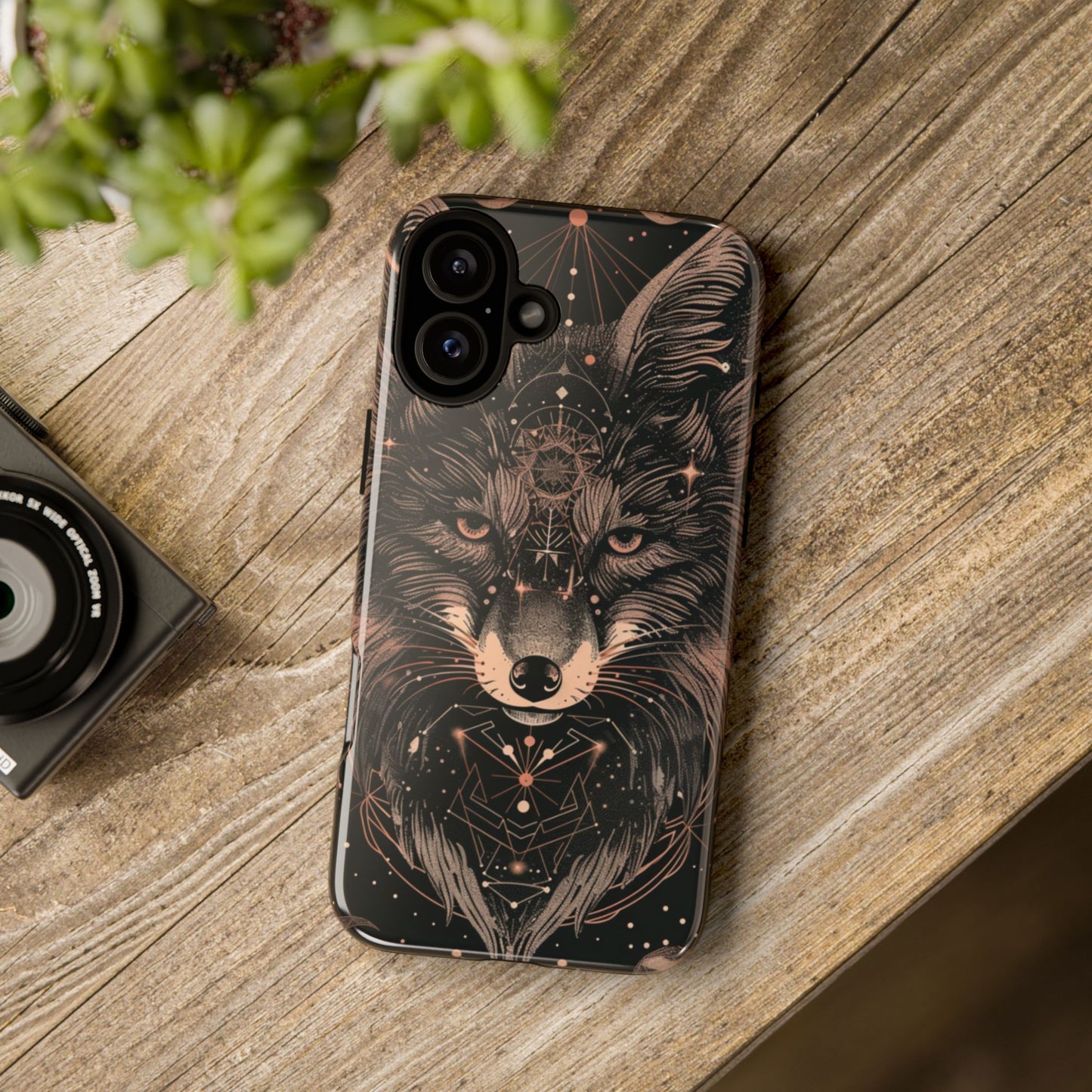 Wolf Phone Case, Tough Cases for Animal Lovers, Unique Gift, Boho Style, Nature Phone Cover, Galaxy Design, Therian