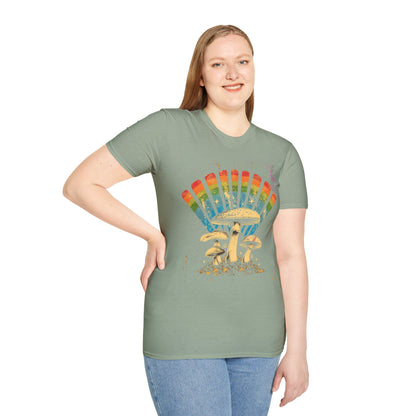 Vintage T-Shirt, Rainbow Mushroom Unisex Soft Style T-Shirt, Boho Tee, Psychedelic Shirt, Festival Wear, Nature Lover Gift