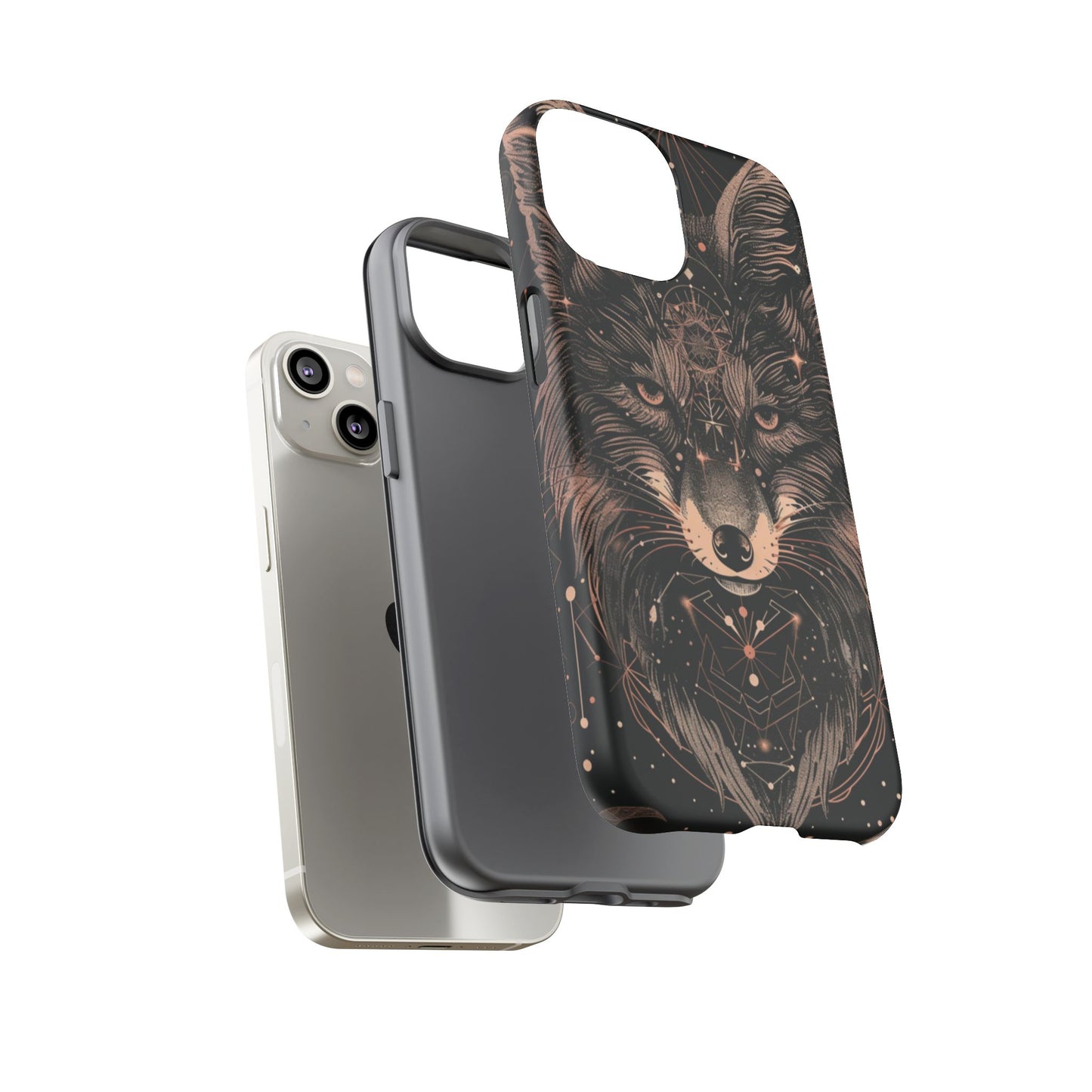 Wolf Phone Case, Tough Cases for Animal Lovers, Unique Gift, Boho Style, Nature Phone Cover, Galaxy Design, Therian