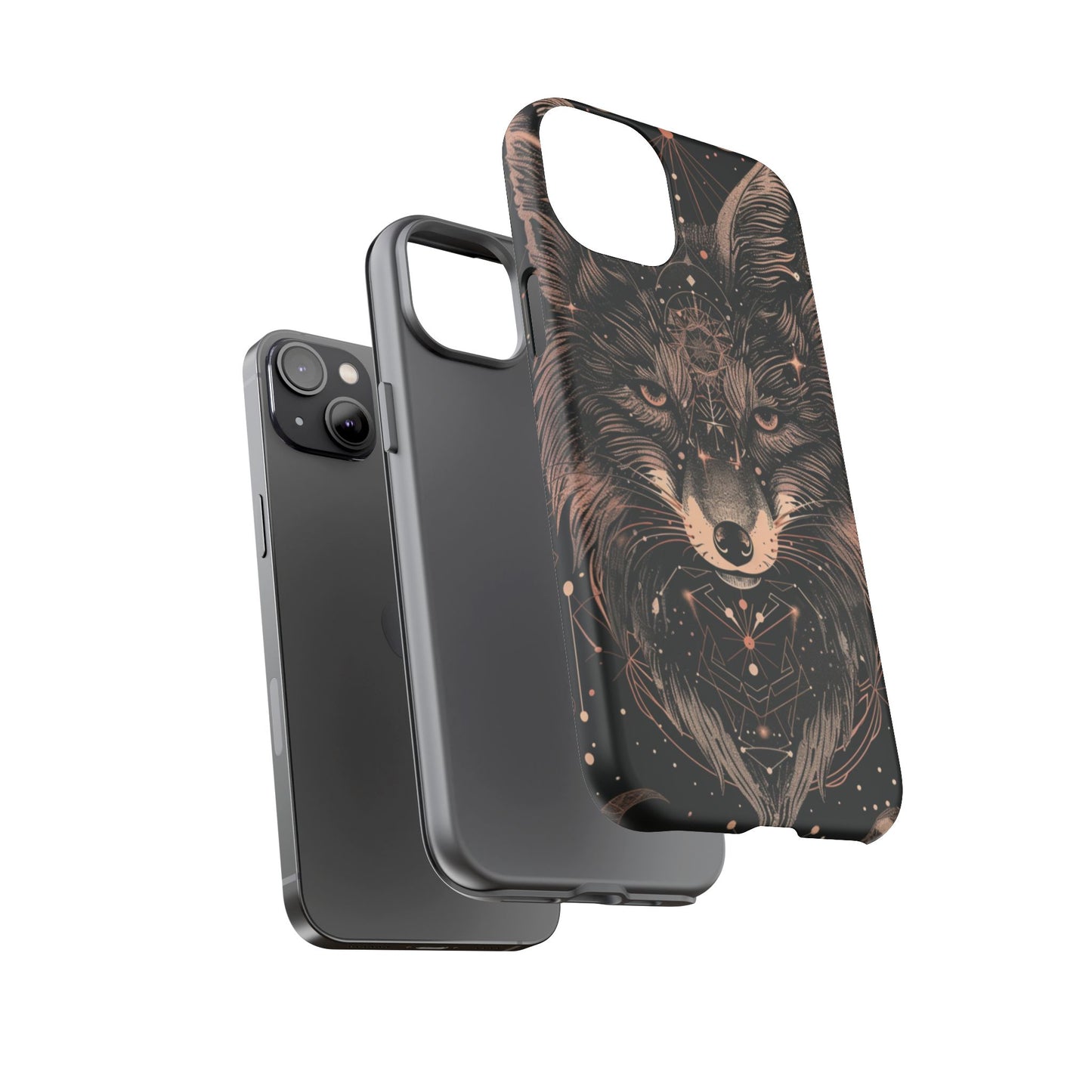 Wolf Phone Case, Tough Cases for Animal Lovers, Unique Gift, Boho Style, Nature Phone Cover, Galaxy Design, Therian