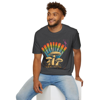 Vintage T-Shirt, Rainbow Mushroom Unisex Soft Style T-Shirt, Boho Tee, Psychedelic Shirt, Festival Wear, Nature Lover Gift
