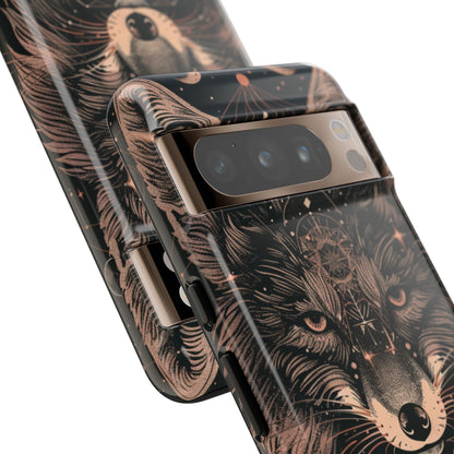 Wolf Phone Case, Tough Cases for Animal Lovers, Unique Gift, Boho Style, Nature Phone Cover, Galaxy Design, Therian