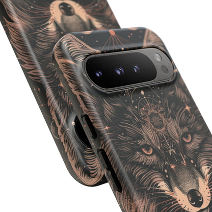 Wolf Phone Case, Tough Cases for Animal Lovers, Unique Gift, Boho Style, Nature Phone Cover, Galaxy Design, Therian