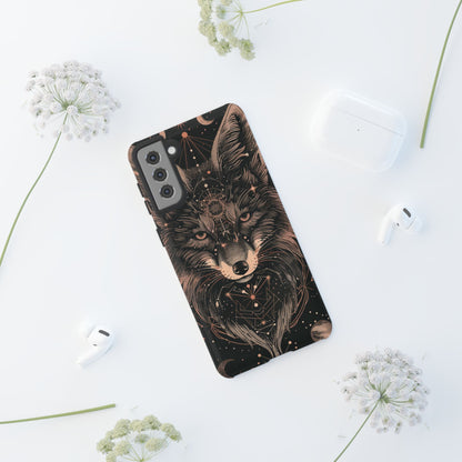 Wolf Phone Case, Tough Cases for Animal Lovers, Unique Gift, Boho Style, Nature Phone Cover, Galaxy Design, Therian
