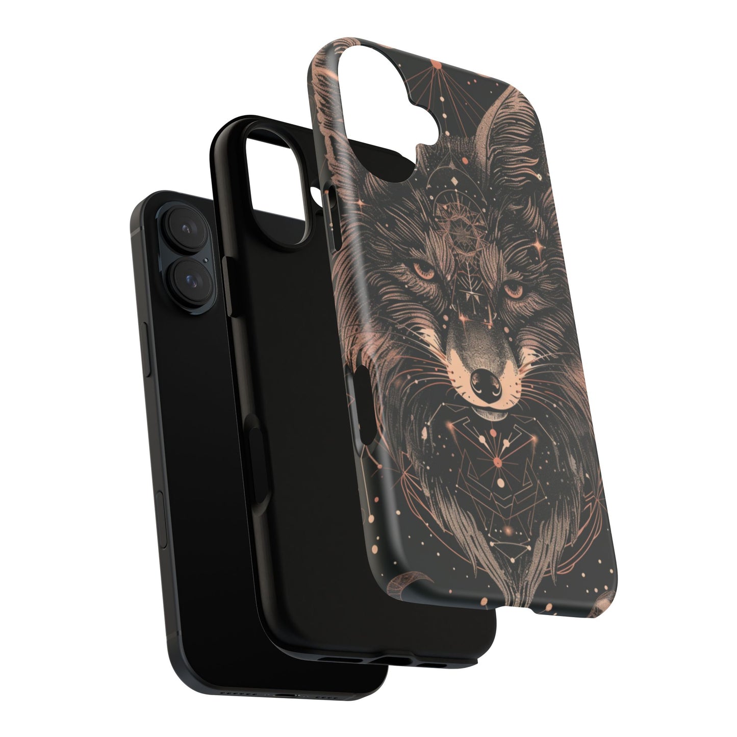 Wolf Phone Case, Tough Cases for Animal Lovers, Unique Gift, Boho Style, Nature Phone Cover, Galaxy Design, Therian