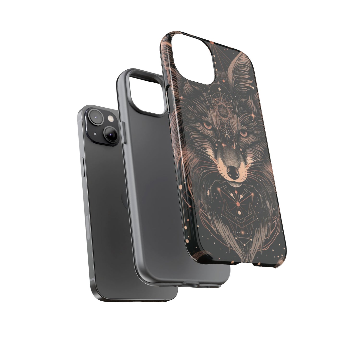 Wolf Phone Case, Tough Cases for Animal Lovers, Unique Gift, Boho Style, Nature Phone Cover, Galaxy Design, Therian