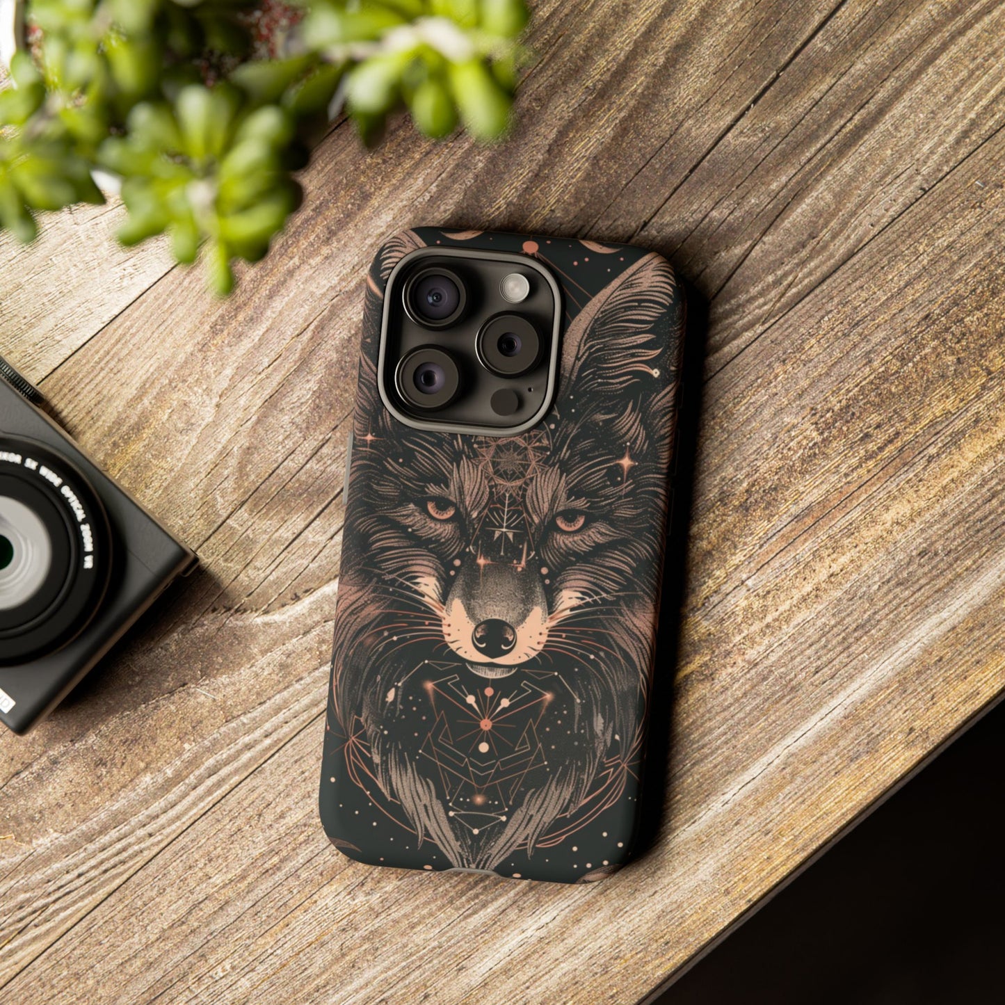 Wolf Phone Case, Tough Cases for Animal Lovers, Unique Gift, Boho Style, Nature Phone Cover, Galaxy Design, Therian