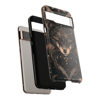 Wolf Phone Case, Tough Cases for Animal Lovers, Unique Gift, Boho Style, Nature Phone Cover, Galaxy Design, Therian