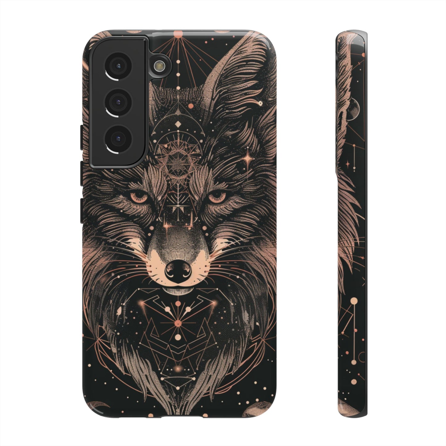 Wolf Phone Case, Tough Cases for Animal Lovers, Unique Gift, Boho Style, Nature Phone Cover, Galaxy Design, Therian