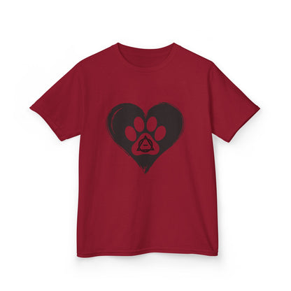 Therian Gear, Kids Tee, Therian Delta Symbol Paw Print Heart Design - Children's T-Shirt, Kid's Shirt, Youth Top, Cute Tee