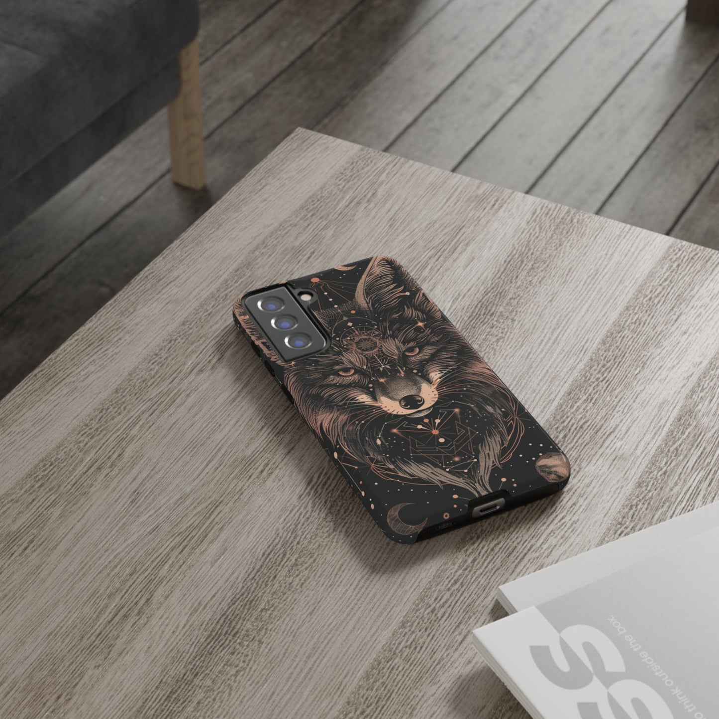 Wolf Phone Case, Tough Cases for Animal Lovers, Unique Gift, Boho Style, Nature Phone Cover, Galaxy Design, Therian